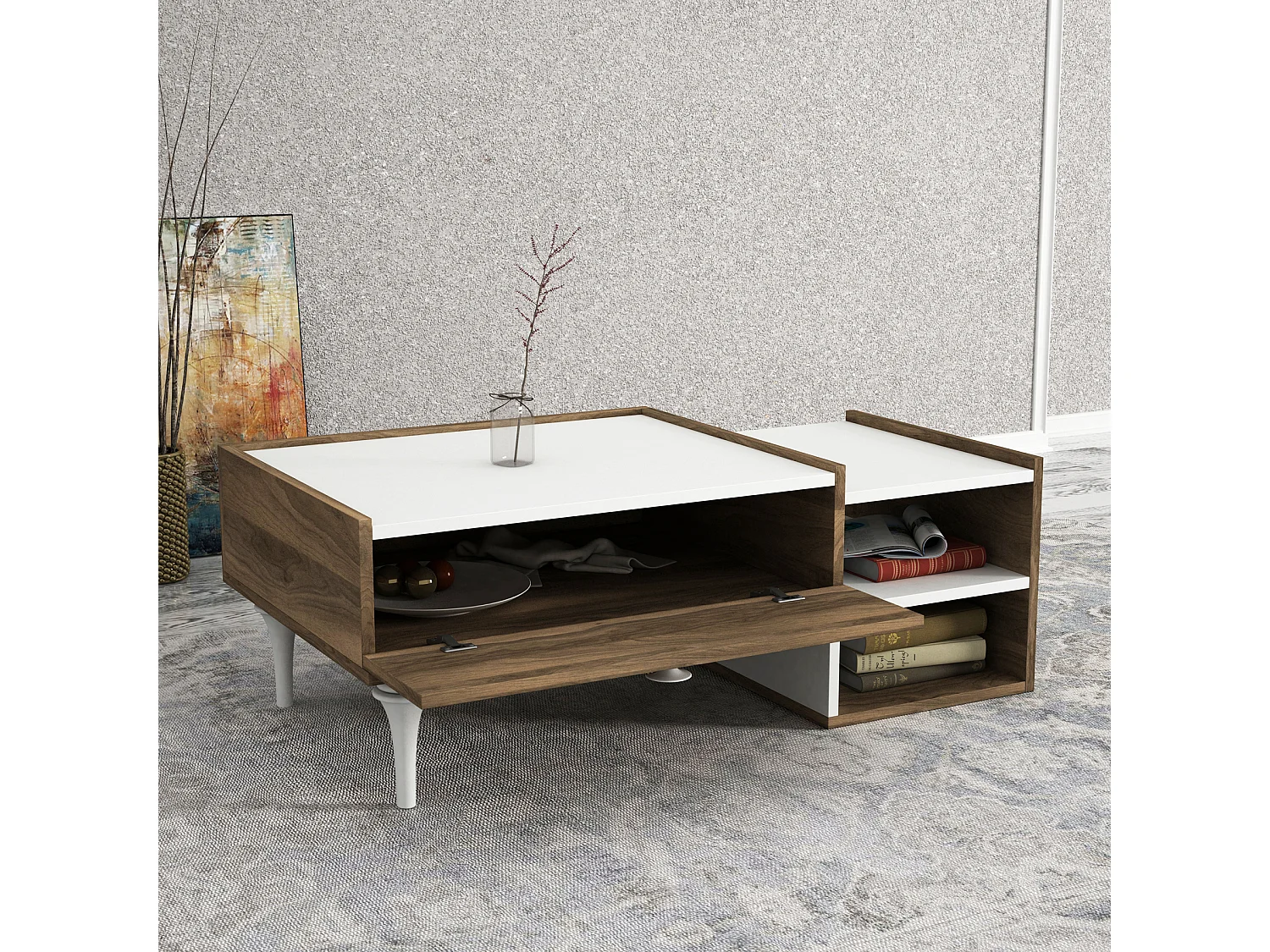 Couchtisch Destina Weiß Walnuss