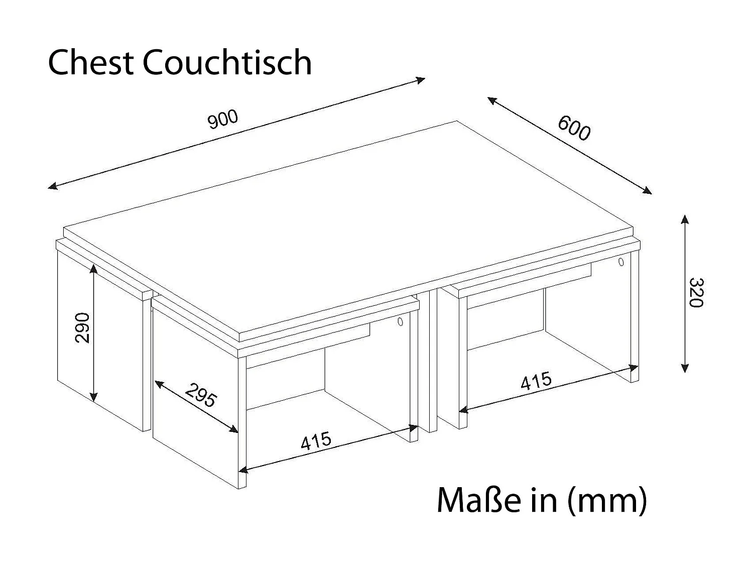 Couchtisch Chest Weiß Cordoba