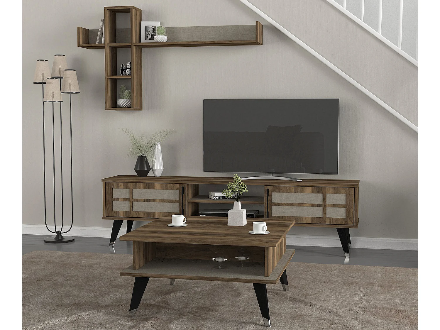 Couchtisch Logan Walnuss Grau