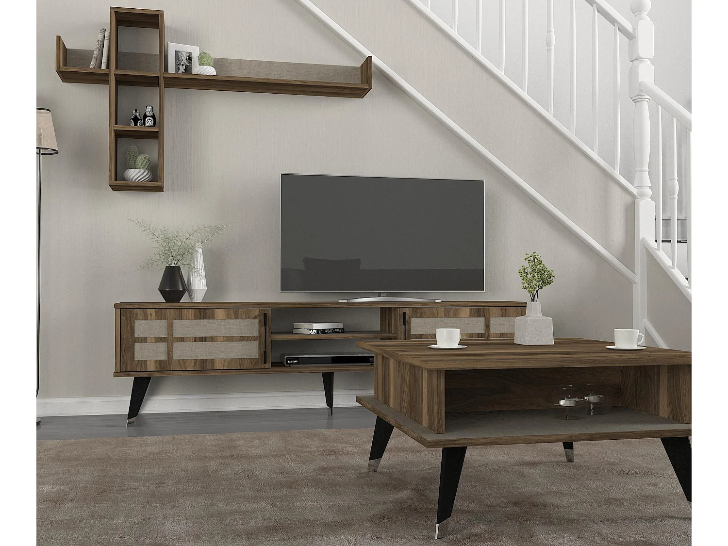 Couchtisch Logan Walnuss Grau