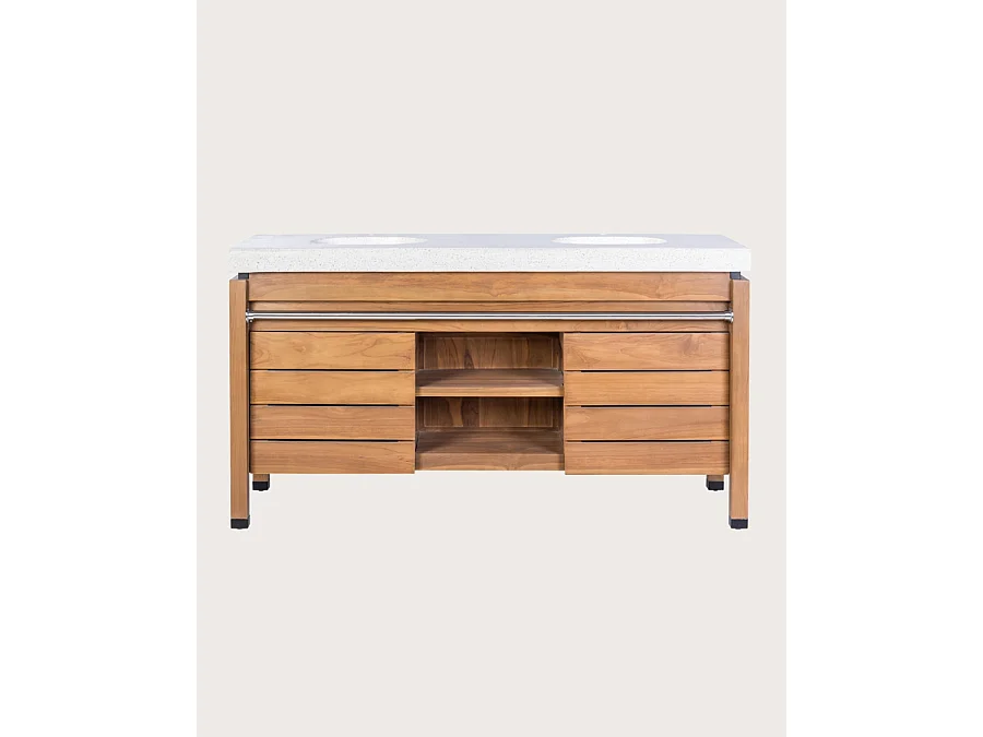 Borneo - Meuble double vasque avec plateau terrazzo