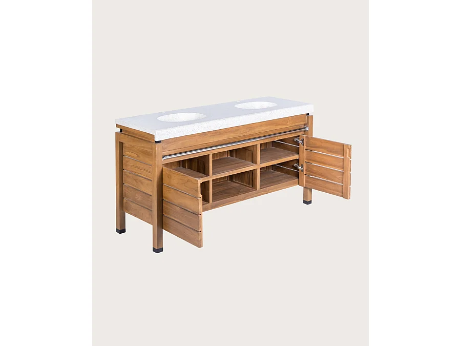 Borneo - Meuble double vasque avec plateau terrazzo