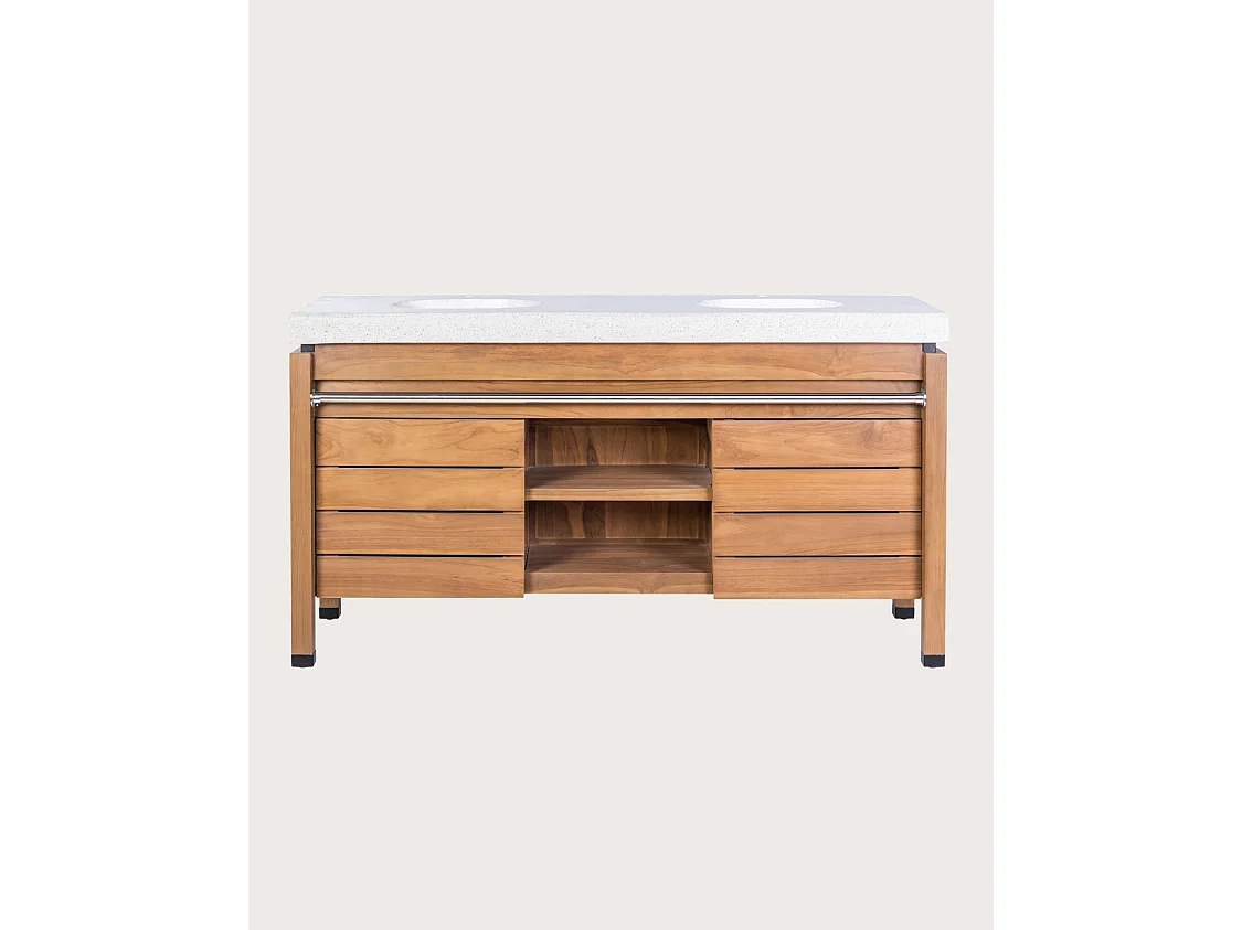 Borneo - Meuble double vasque avec plateau terrazzo