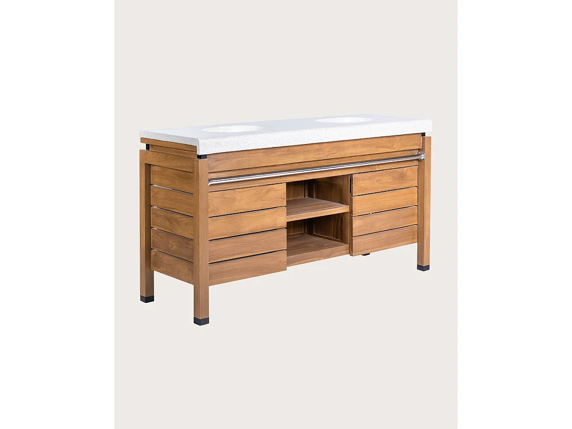 Borneo - Meuble double vasque avec plateau terrazzo