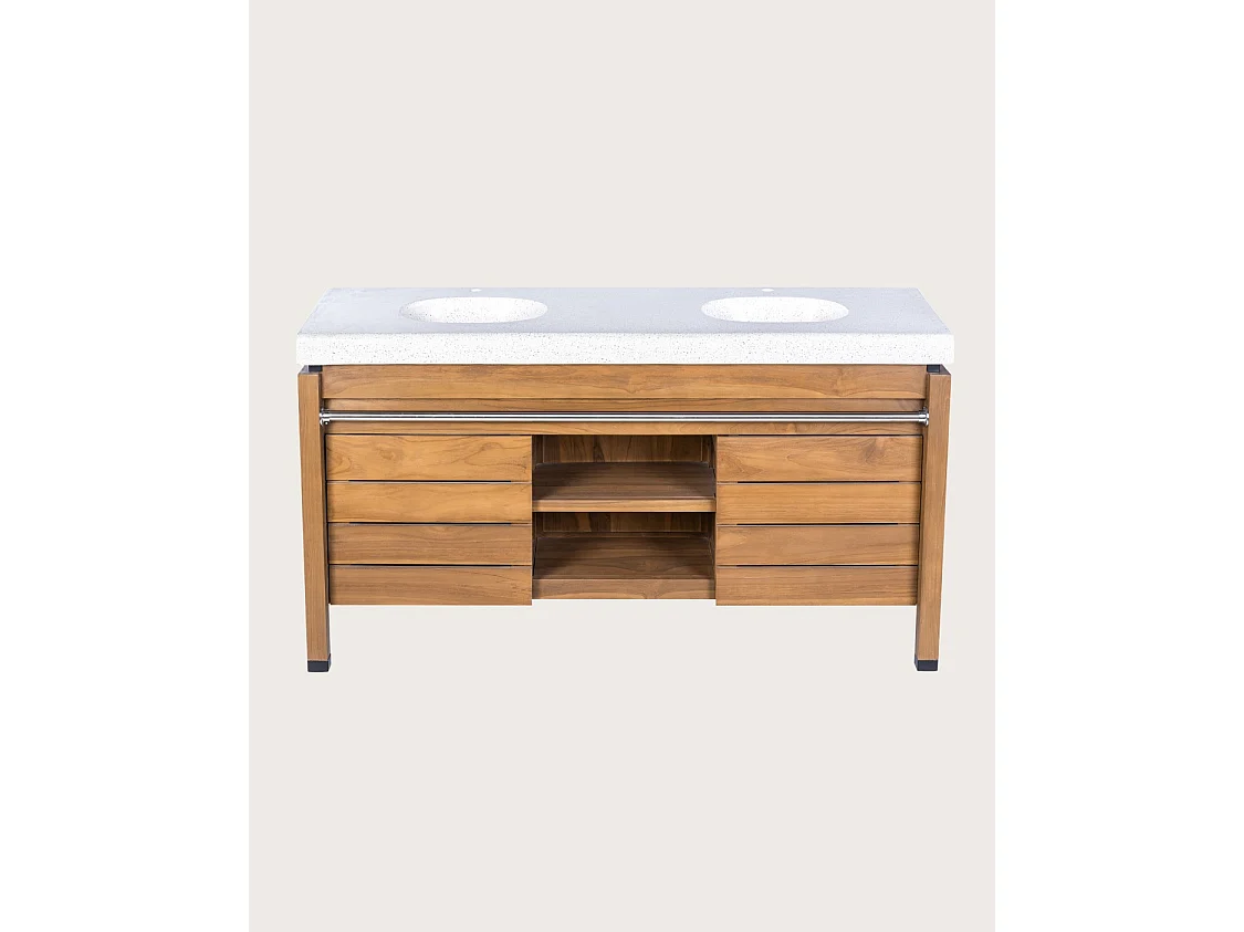 Borneo - Meuble double vasque avec plateau terrazzo