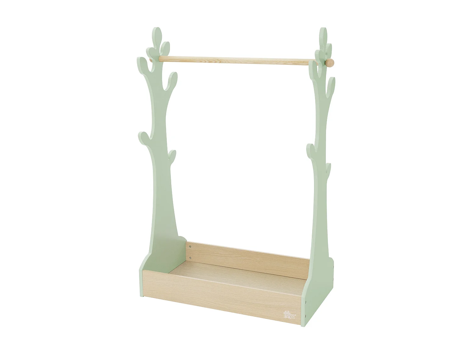 Perchero infantil de pie con balda barra de colgar madera árbol verde-naturaleza