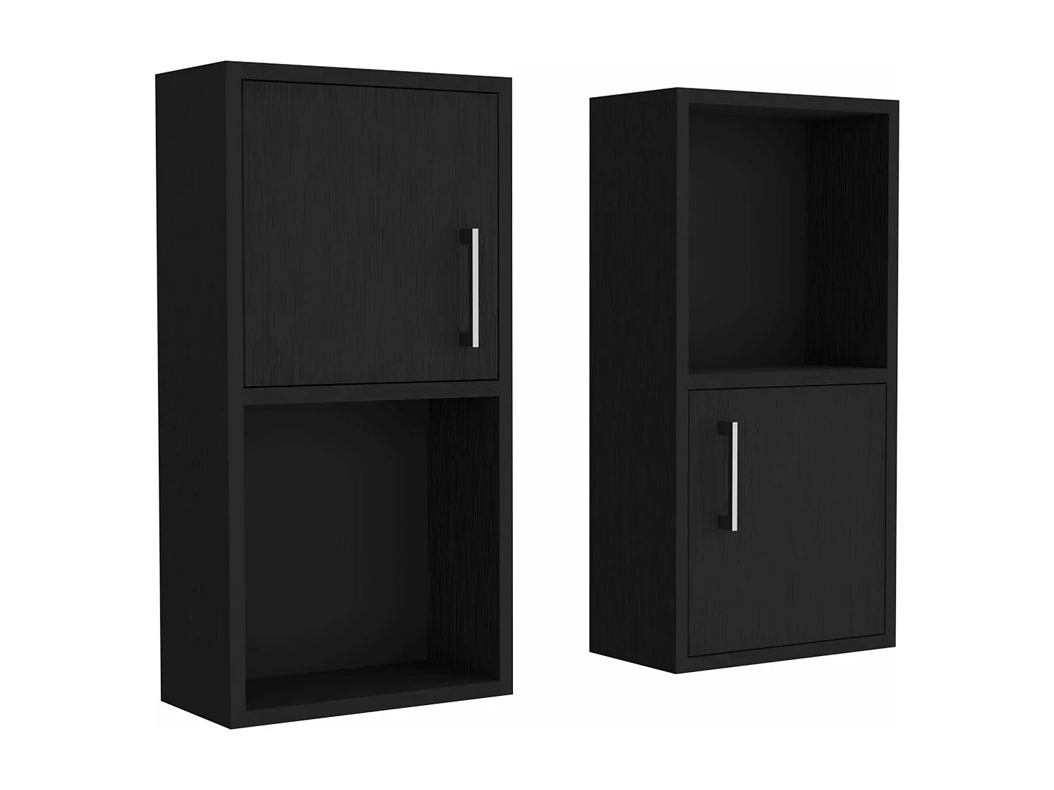 Set de Muebles auxiliares de baño en melamina con 4 estantes y 2 puertas , negro , 60.1 cm X 30 cm X 16 cm