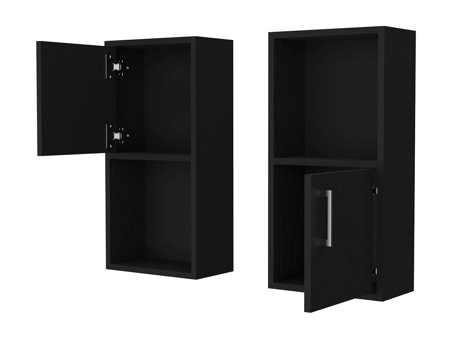 Set de Muebles auxiliares de baño en melamina con 4 estantes y 2 puertas , negro , 60.1 cm X 30 cm X 16 cm