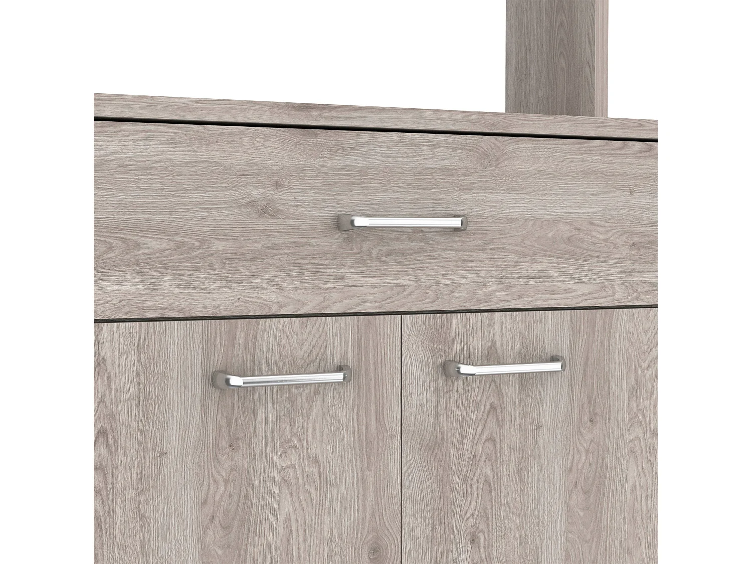 Dispensa Della in melaminico con 5 ripiani, 4 ante, spazio per microonde e 1 cassetto con guida metallica, grigio , 169 cm X 60 cm X 35 cm