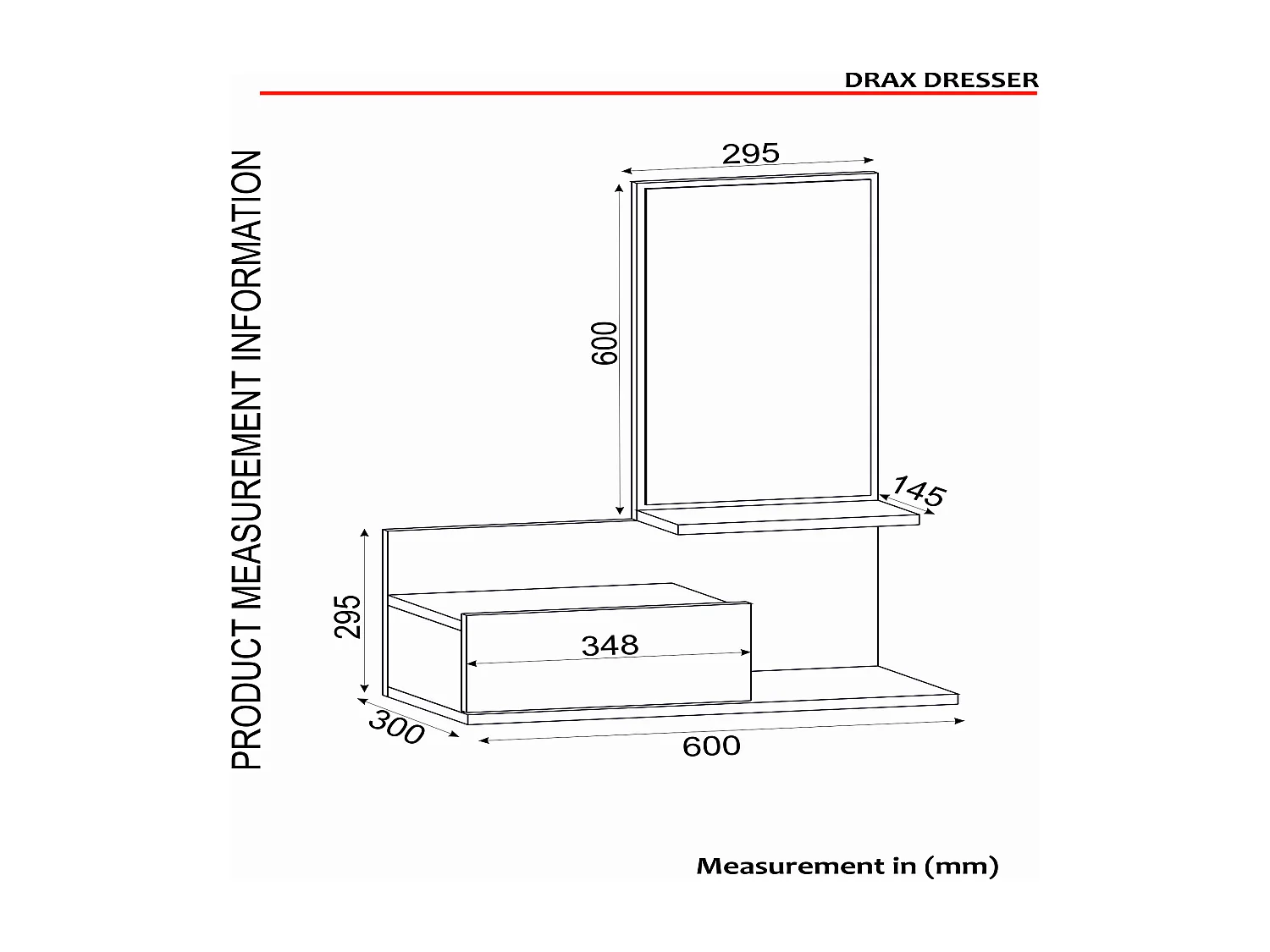 Konsolentisch mit Spiegel Drax Hängend Rebab Dunkelgrau