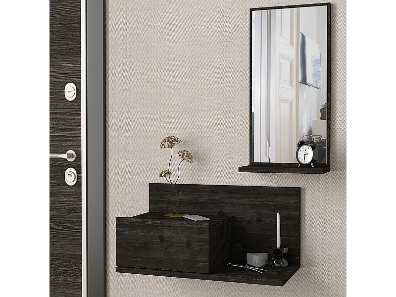 Konsolentisch mit Spiegel Drax Hängend Rebab Dunkelgrau