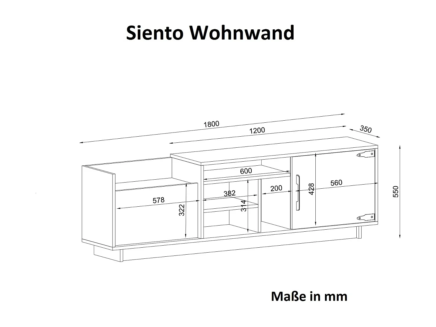 Lowboard Siento Walnuss ( Marmor Optik )