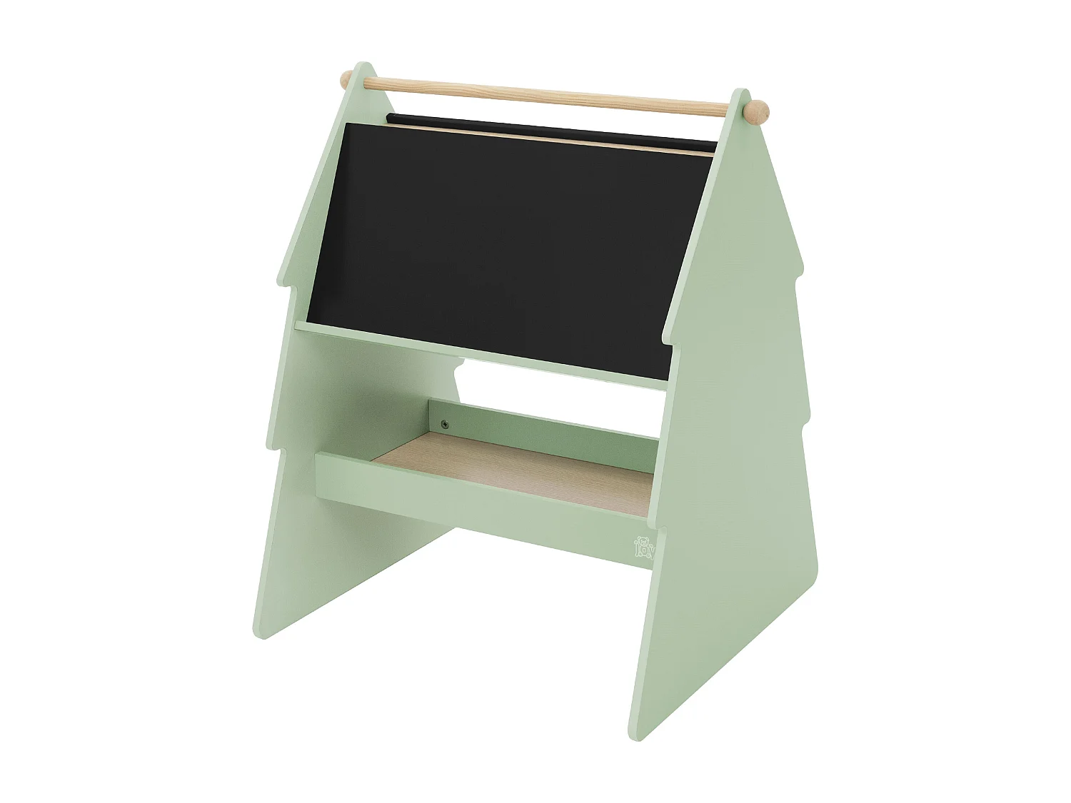 Pizarra infantil de tiza doble cara de madera diseño abeto con espacio y varilla