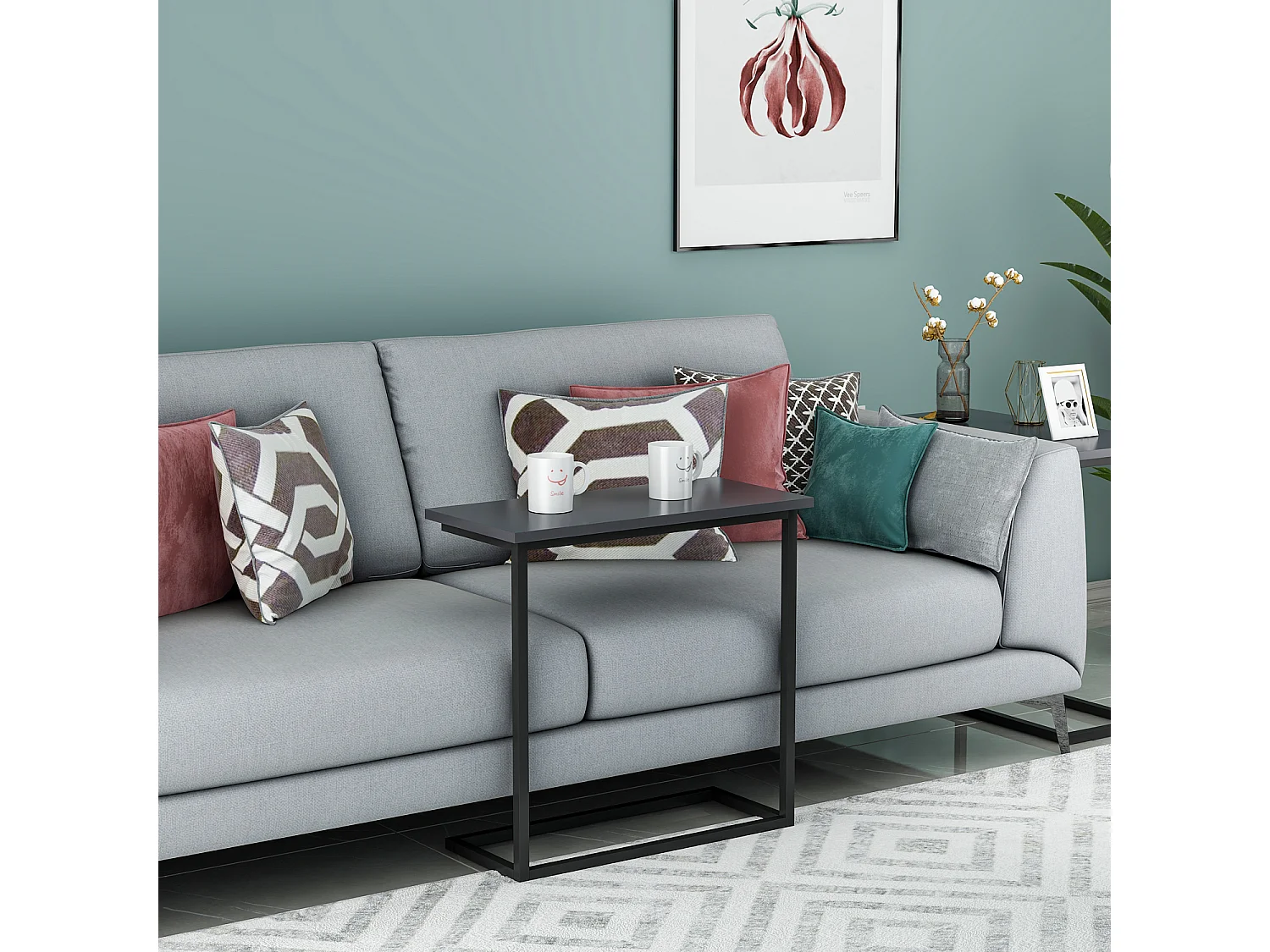 Beistelltisch Narin Anthrazit Schwarz mit Metallfüße 9284