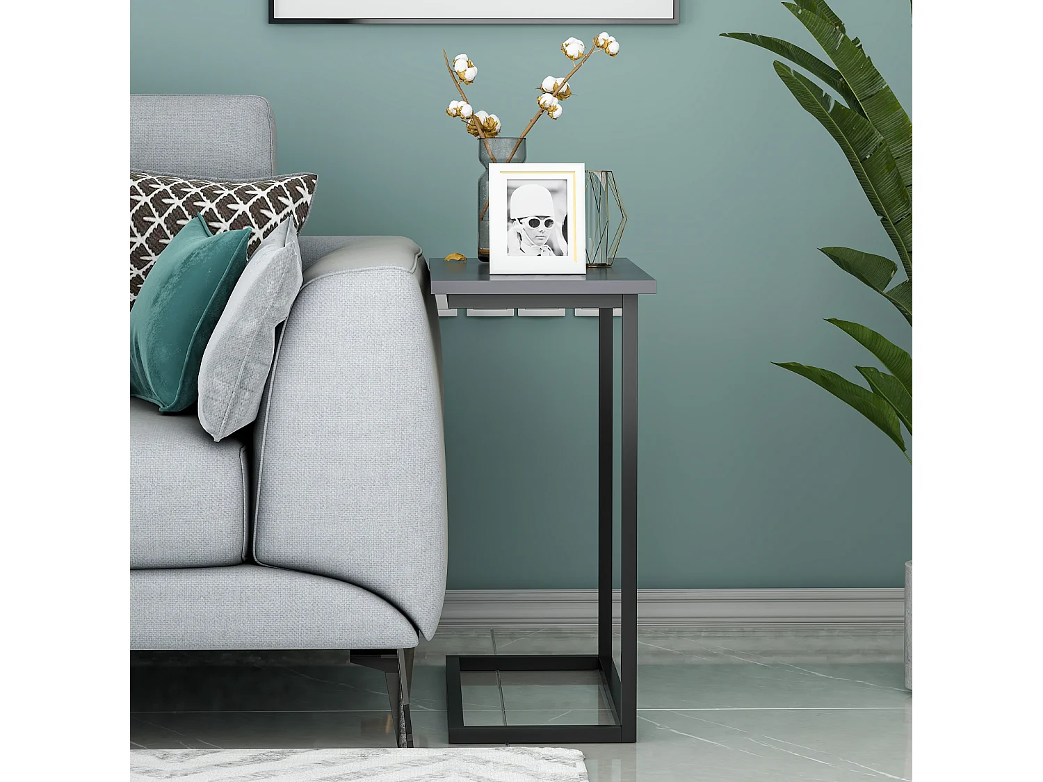 Beistelltisch Narin Anthrazit Schwarz mit Metallfüße 9284