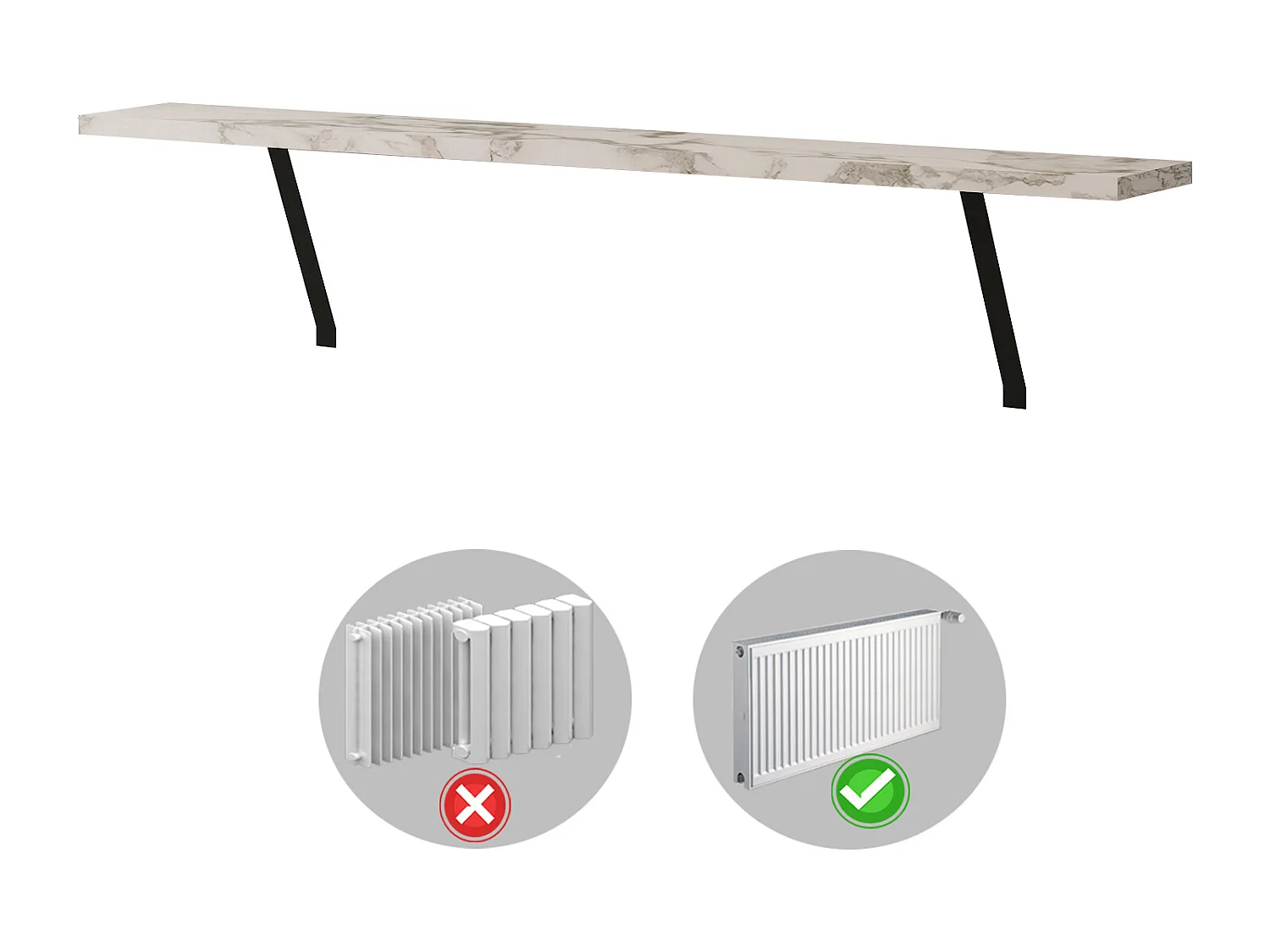 Heizkörperregal Adin Weiß Marmoroptik 110cm ohne bohren 92666