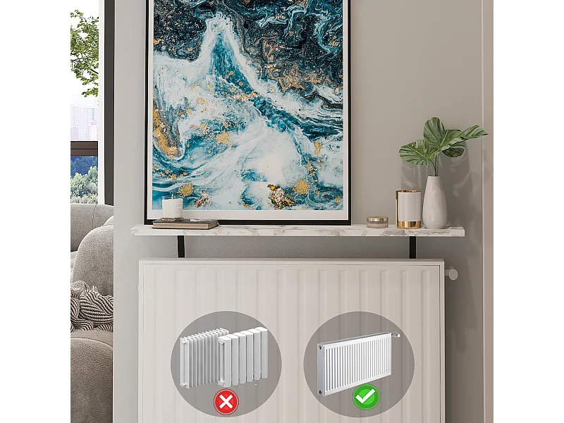 Heizkörperregal Adin Weiß Marmoroptik 110cm ohne bohren 92666