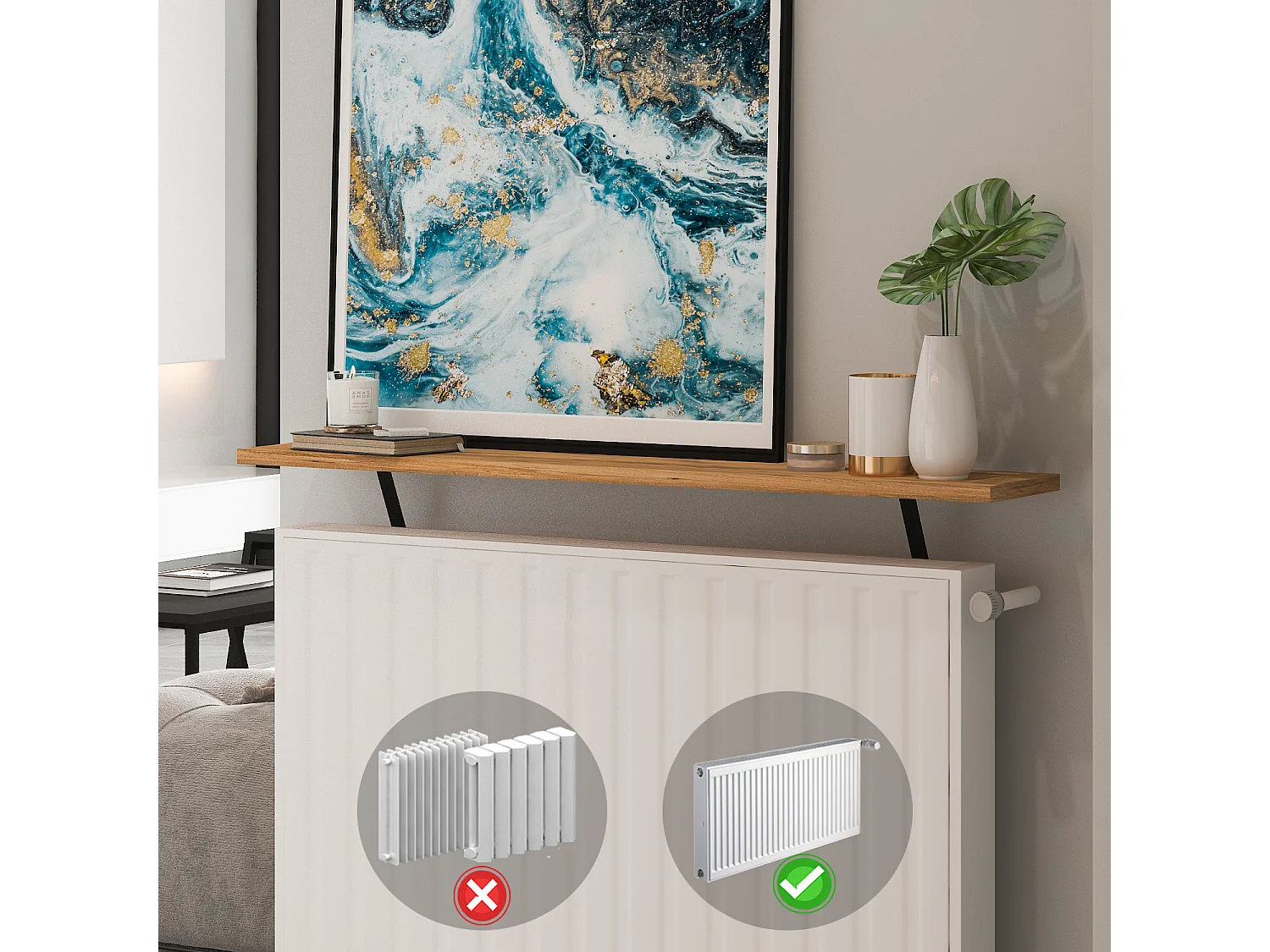 Heizkörperregal Adin Braun 110cm ohne bohren 92451