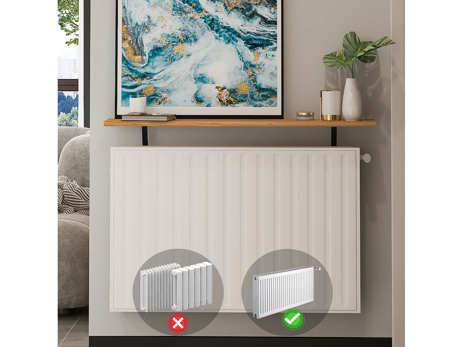 Heizkörperregal Adin Braun 110cm ohne bohren 92451