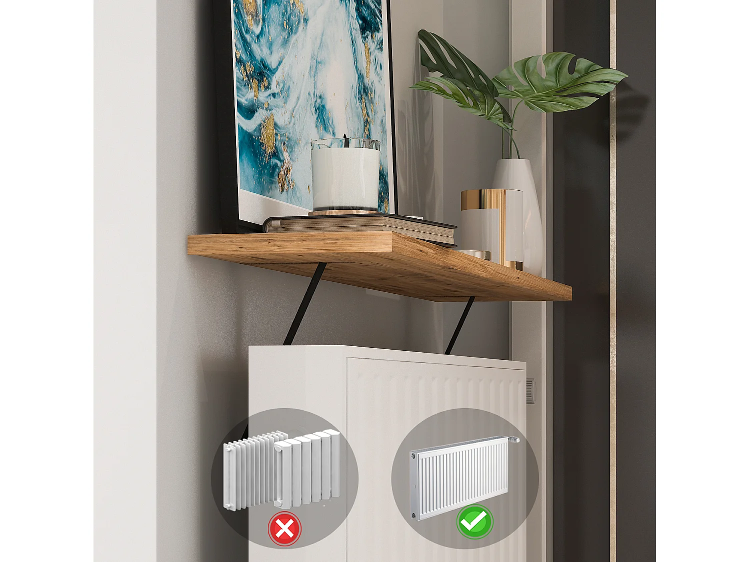 Heizkörperregal Adin Braun 110cm ohne bohren 92451