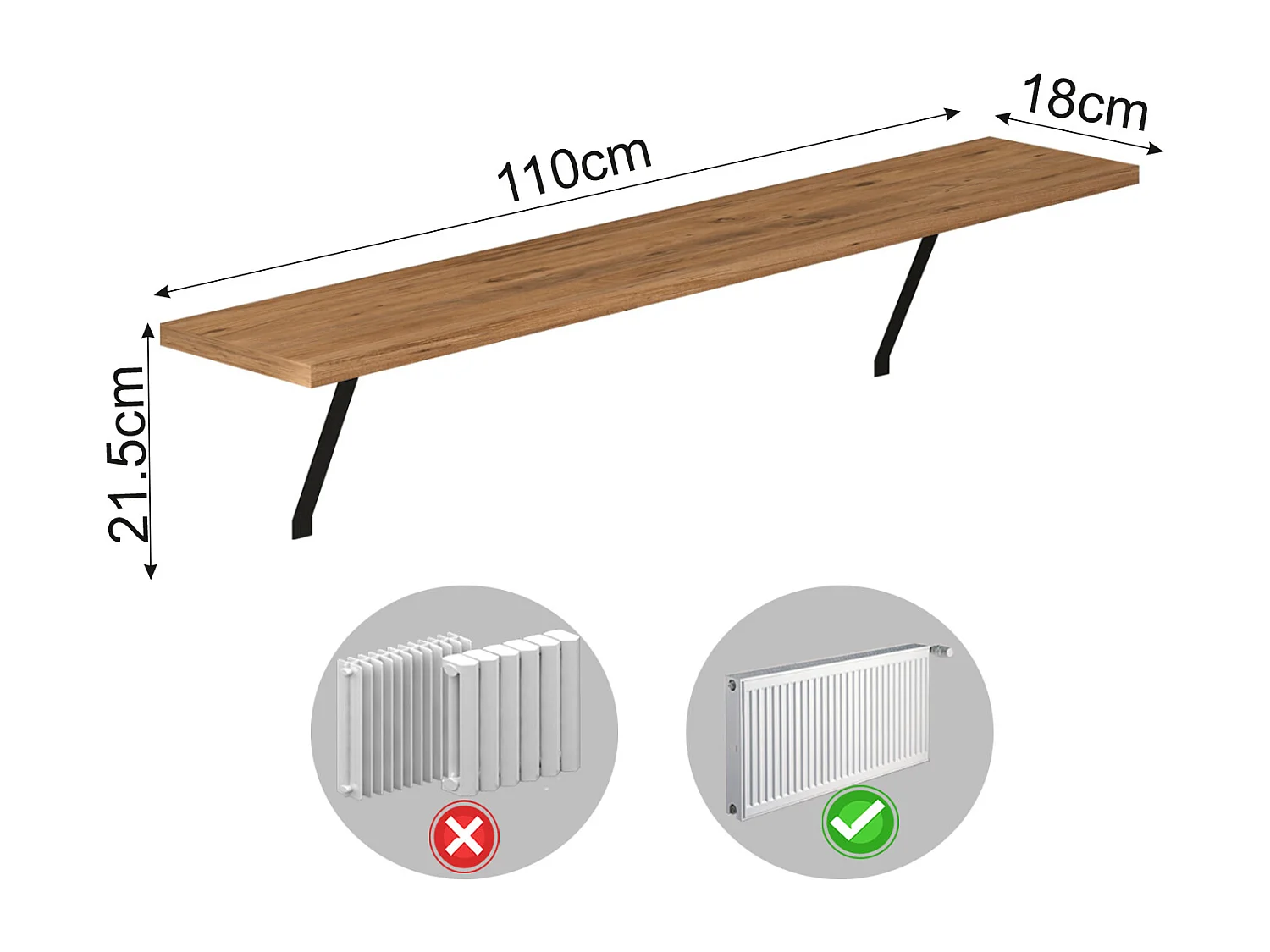 Heizkörperregal Adin Braun 110cm ohne bohren 92451