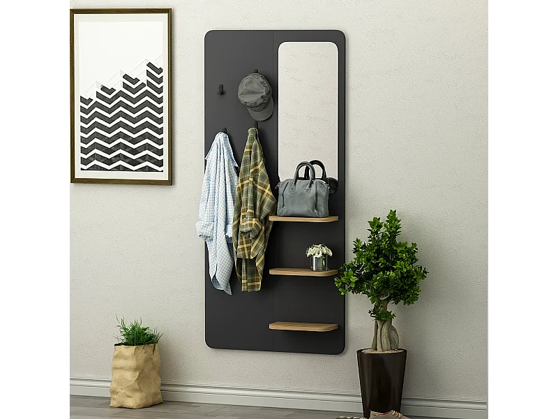 Garderobe Buket Anthrazit mit Spiegel 9253