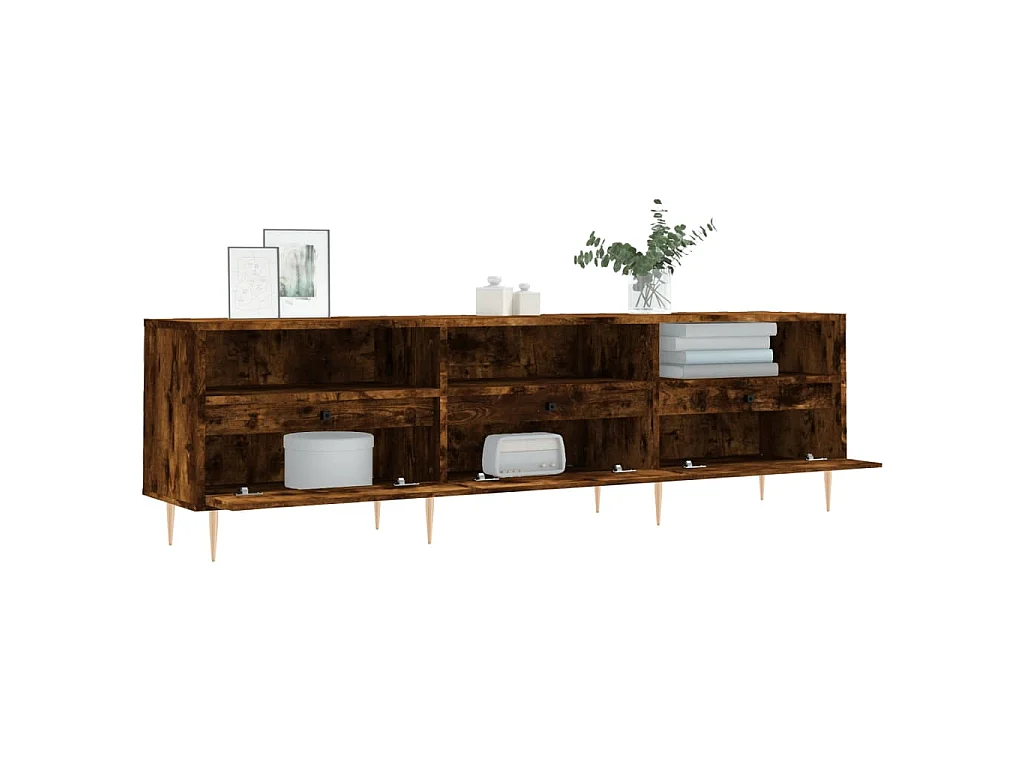 Mueble de TV madera contrachapada roble ahumado 150x30x44,5 cm