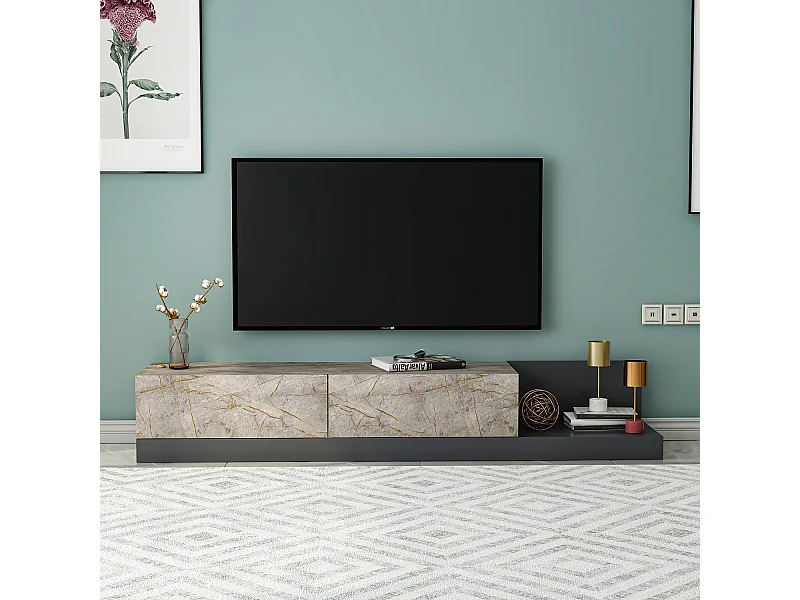 TV Lowboard Majör Anthrazit Beige (teil Marmor Optik) 9024