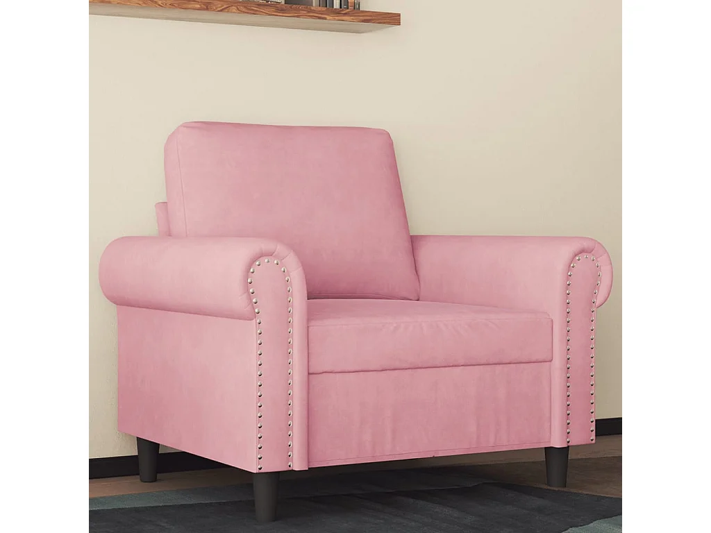 Fauteuil 60 cm fluweel roze