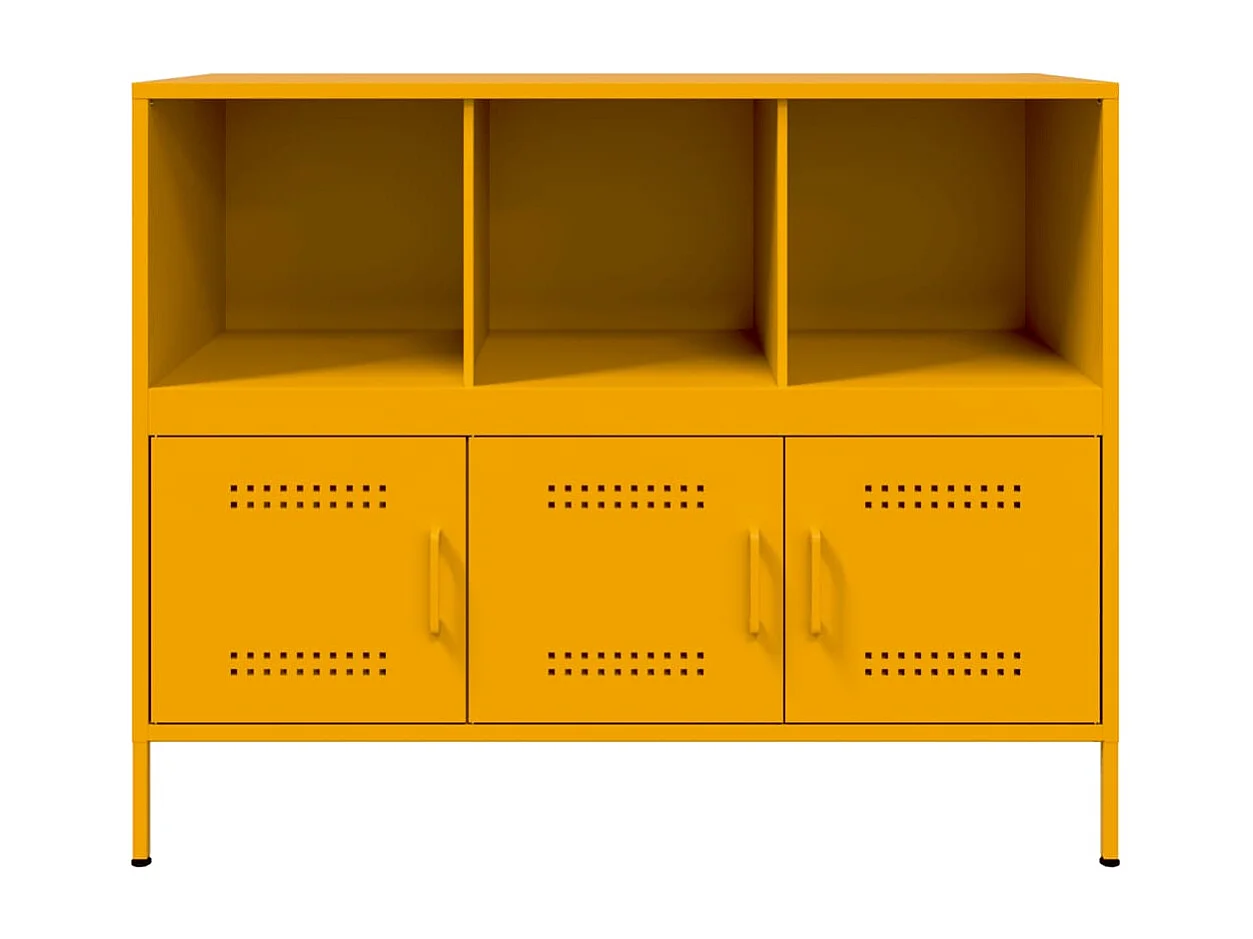 Dressoir 100,5x39x79 cm staal mosterdgeel