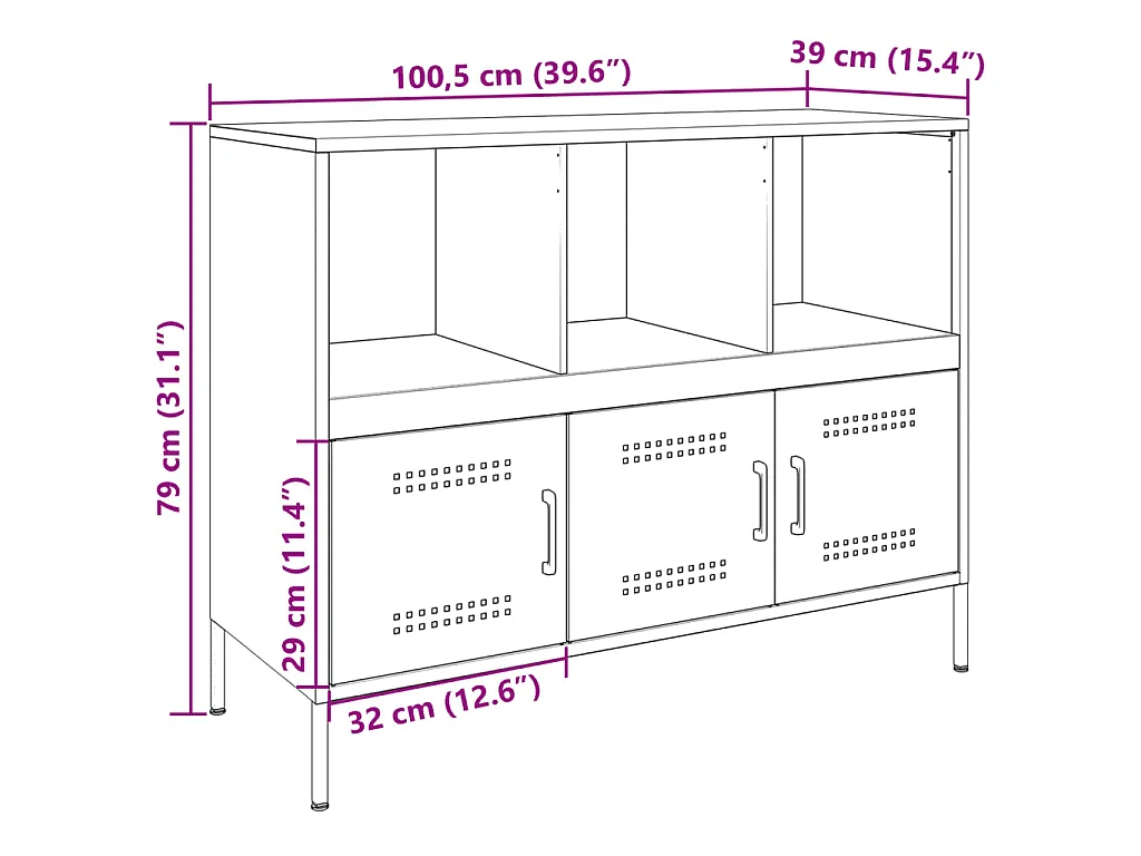 Buffet blanc 100,5x39x79 cm acier