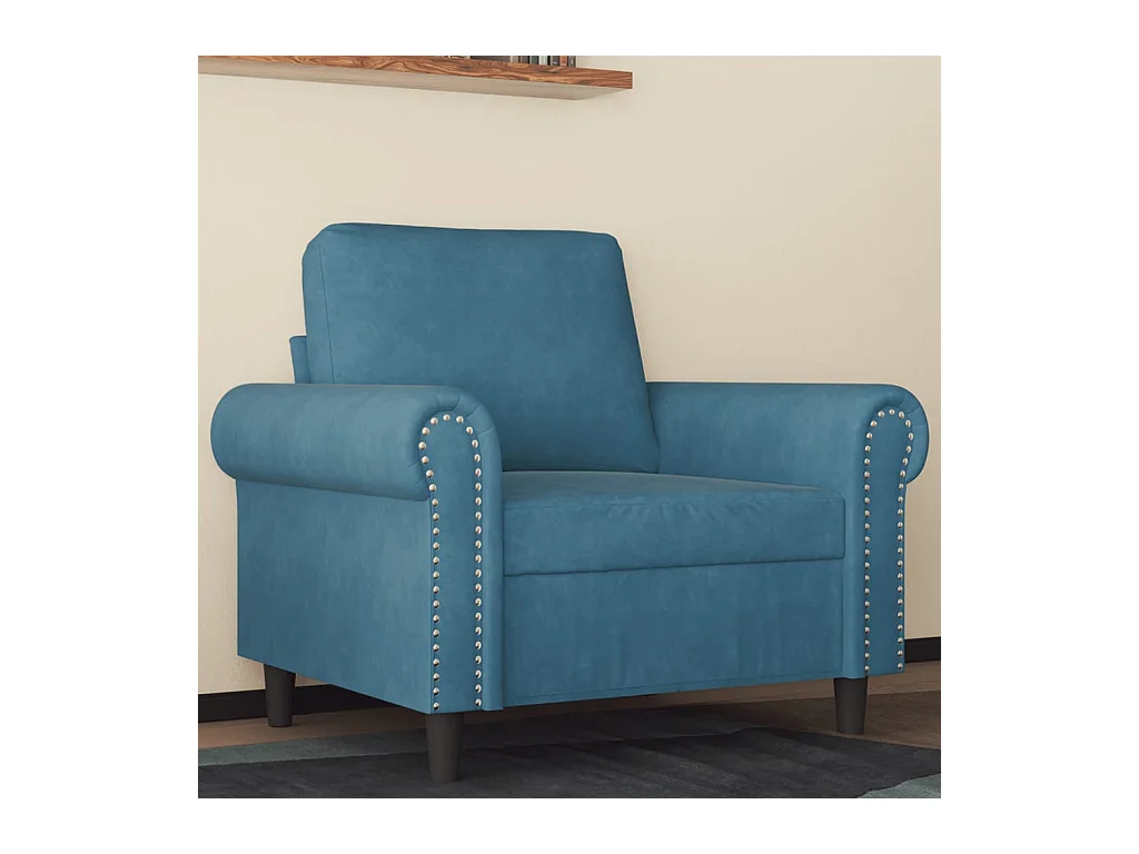Fauteuil Bleu 60 cm Velours