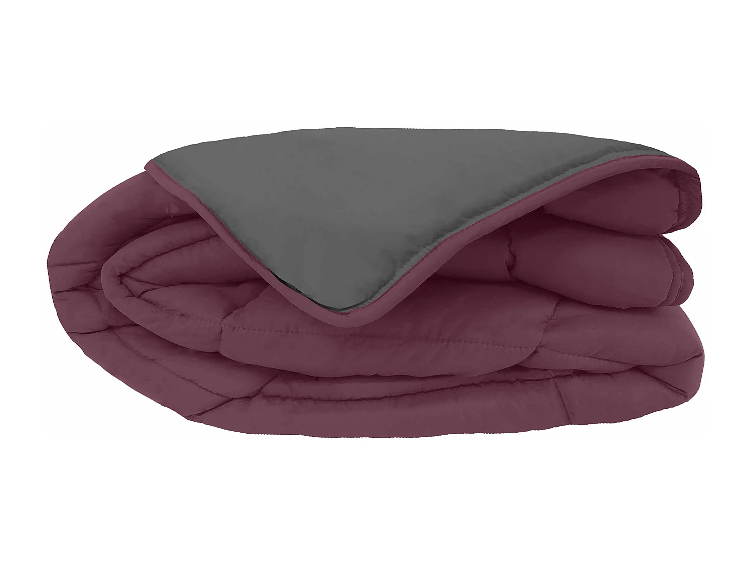 Couette hiver 240x220 cm COCOON BICOLORE Prune/Gris garnissage fibre polyester 400 g/m2