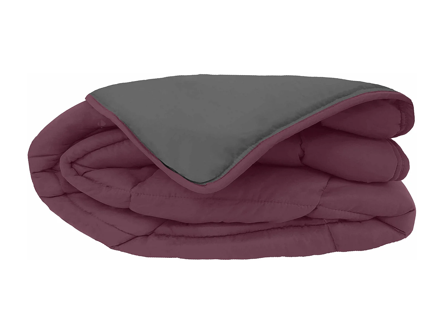 Couette hiver 260x240 cm COCOON BICOLORE Prune/Gris garnissage fibre polyester 400 g/m2