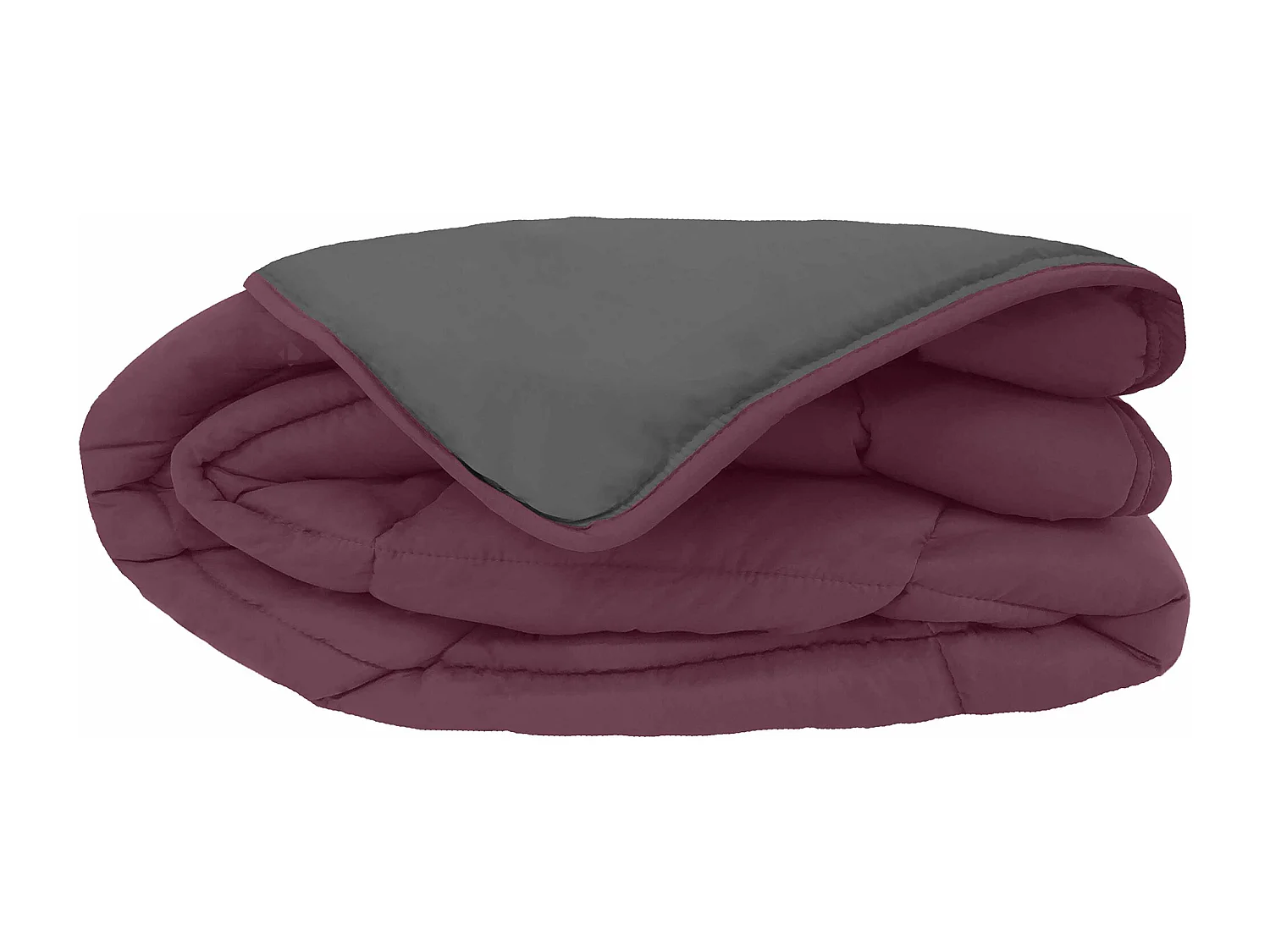 Couette hiver 200x200 cm COCOON BICOLORE Prune/Gris garnissage fibre polyester 400 g/m2
