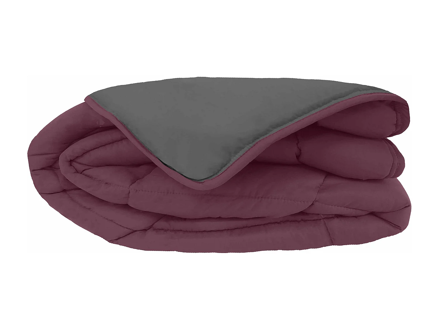 Couette hiver 140x200 cm COCOON BICOLORE Prune/Gris garnissage fibre polyester 400 g/m2