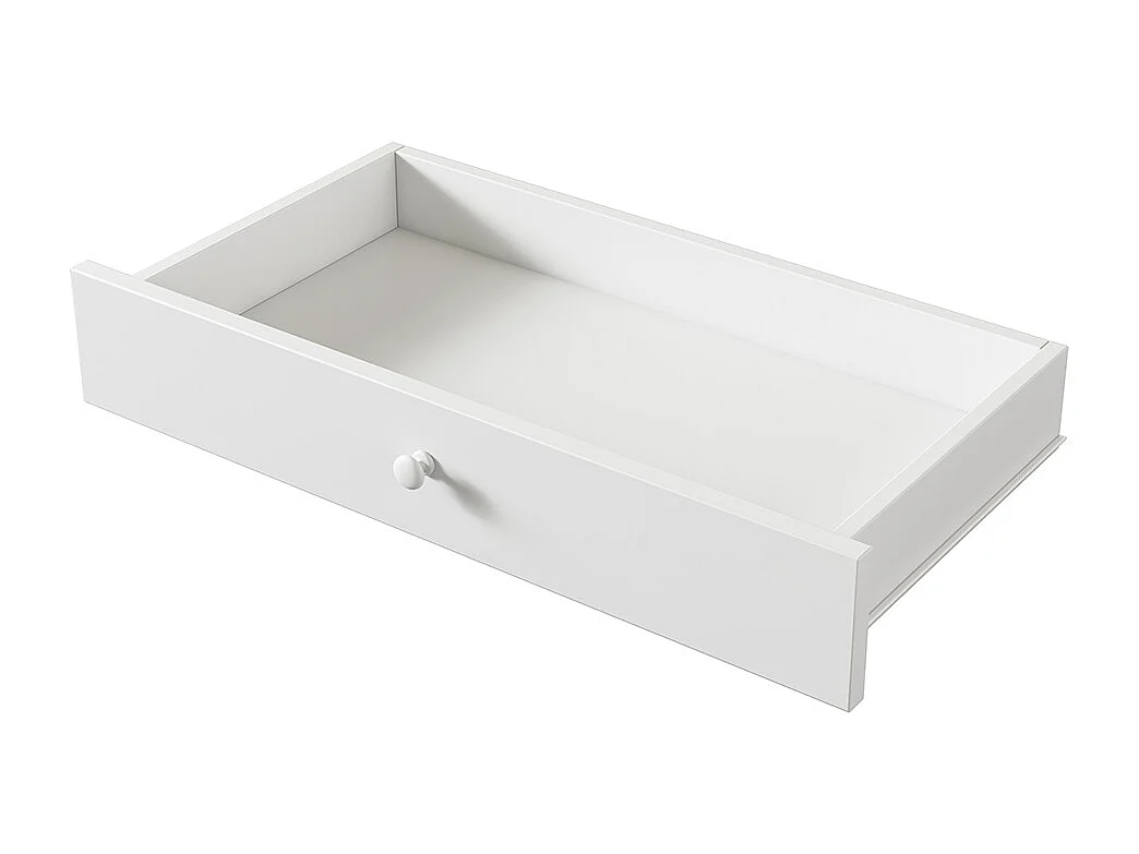 Eenpersoonsbed, 90x200cm, Bed met lattenbodem (zonder matras), 2 laden, Minimalistische stijl, Grenen, Houten bed, Wit