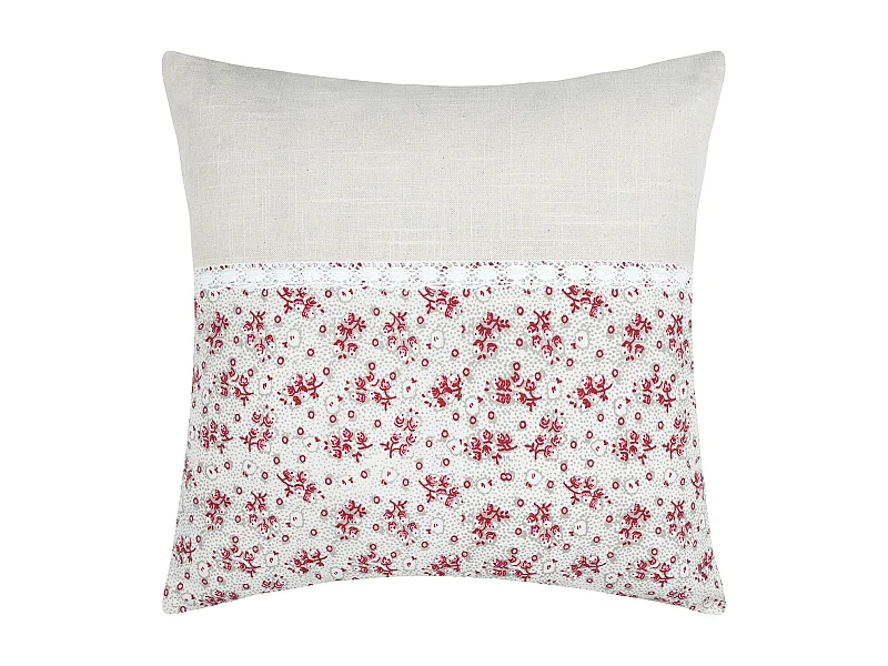 Coussin carré fleurs en coton