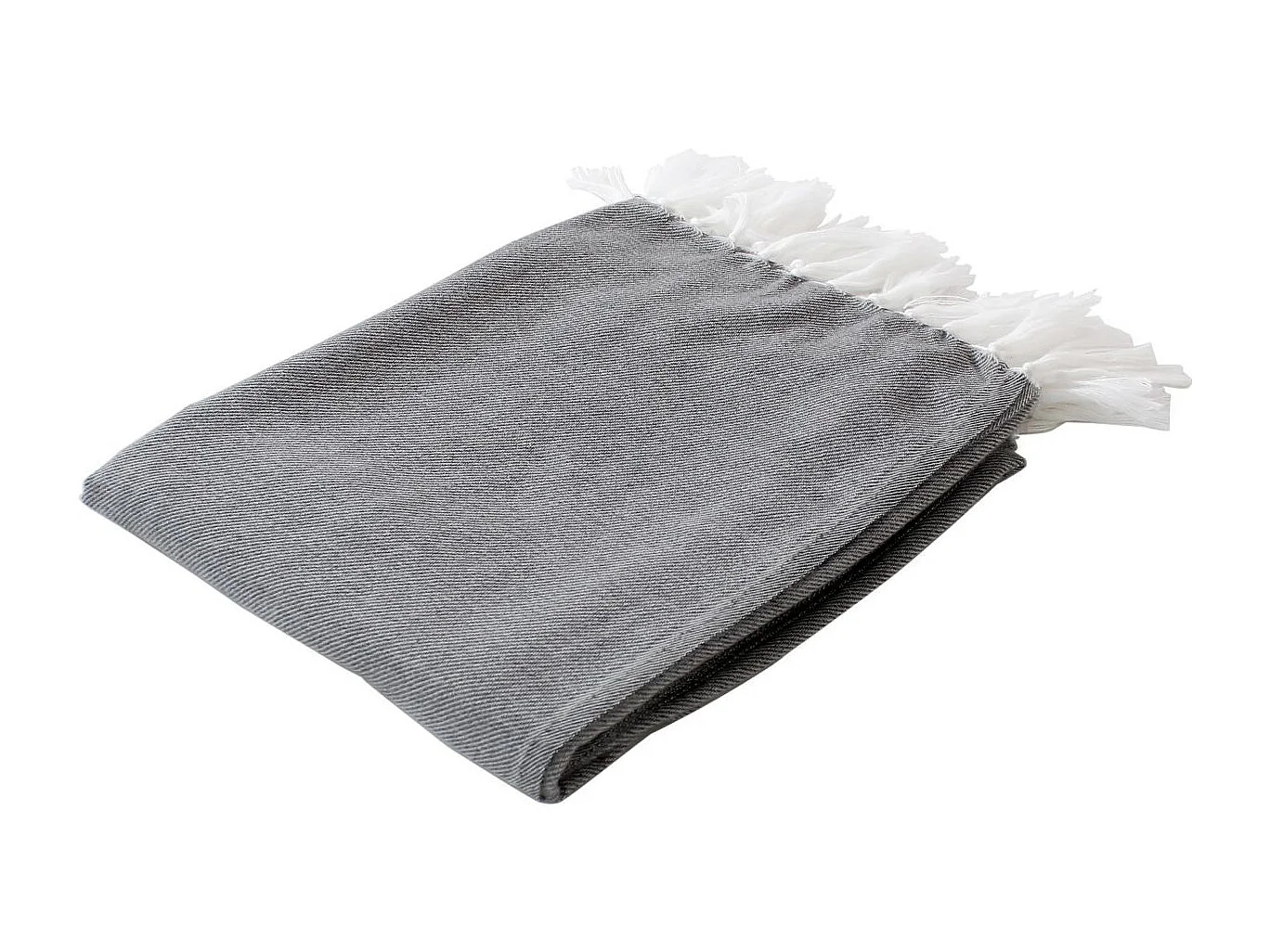 Plaid Uni à Franges XL "Dobby" 180x220cm Gris Foncé