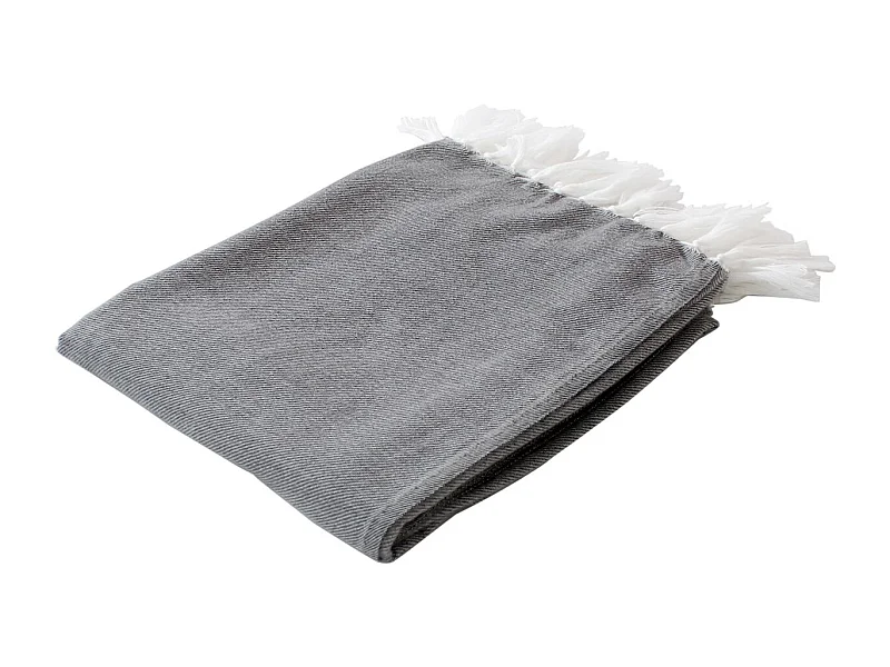 Plaid Uni à Franges XL "Dobby" 180x220cm Gris Foncé