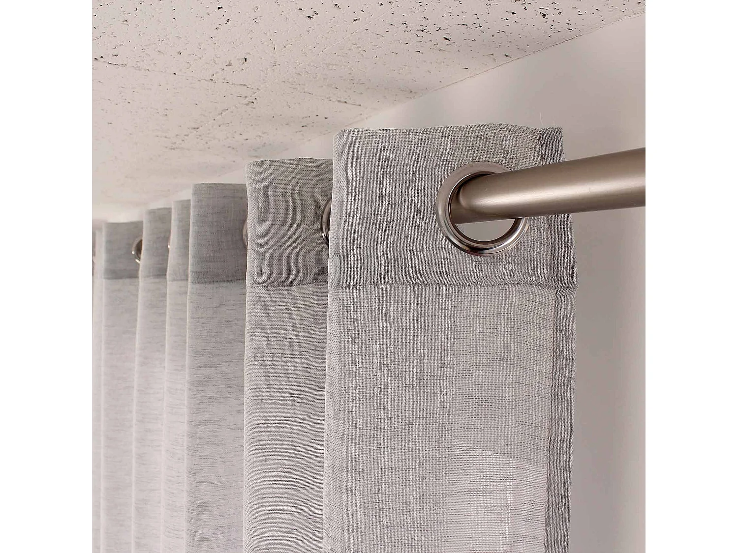 Rideau Voilage Effet Lin "Maya" 140x240cm Galet