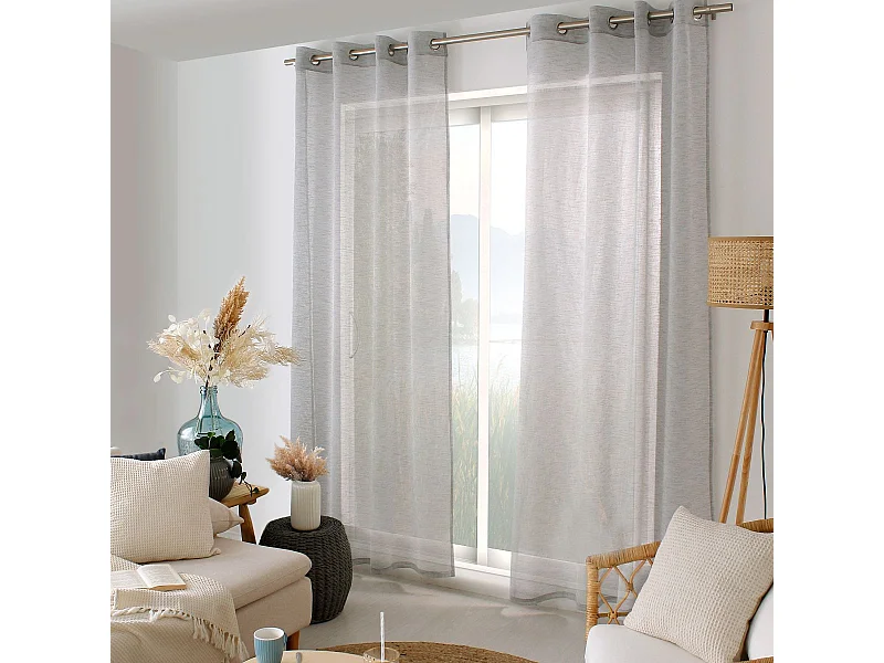 Rideau Voilage Effet Lin "Maya" 140x240cm Galet