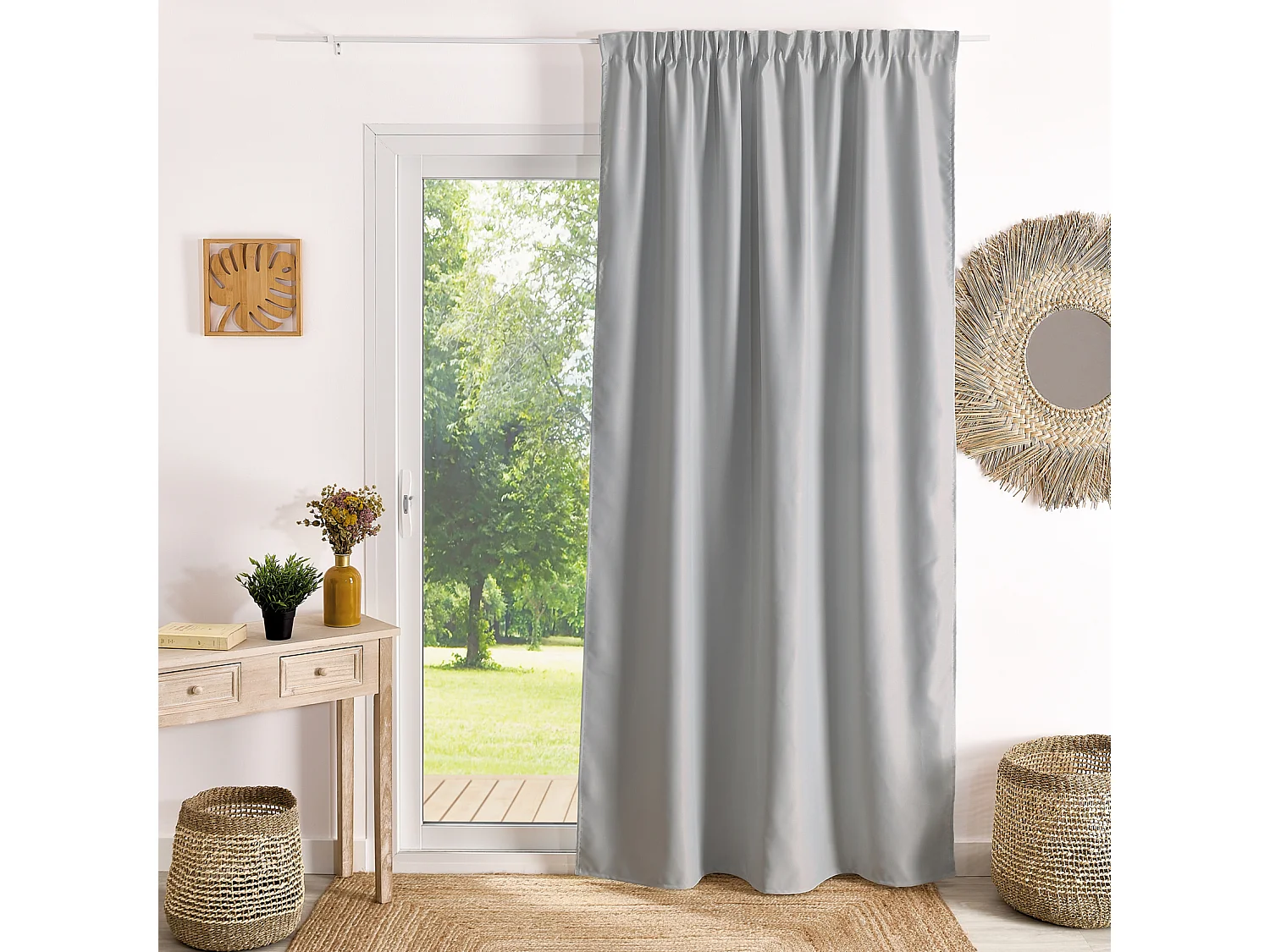 Verdunkelnder Gardinenvorhang mit Kräuselband, flammhemmend M1 Non Feu 140 x 180 cm