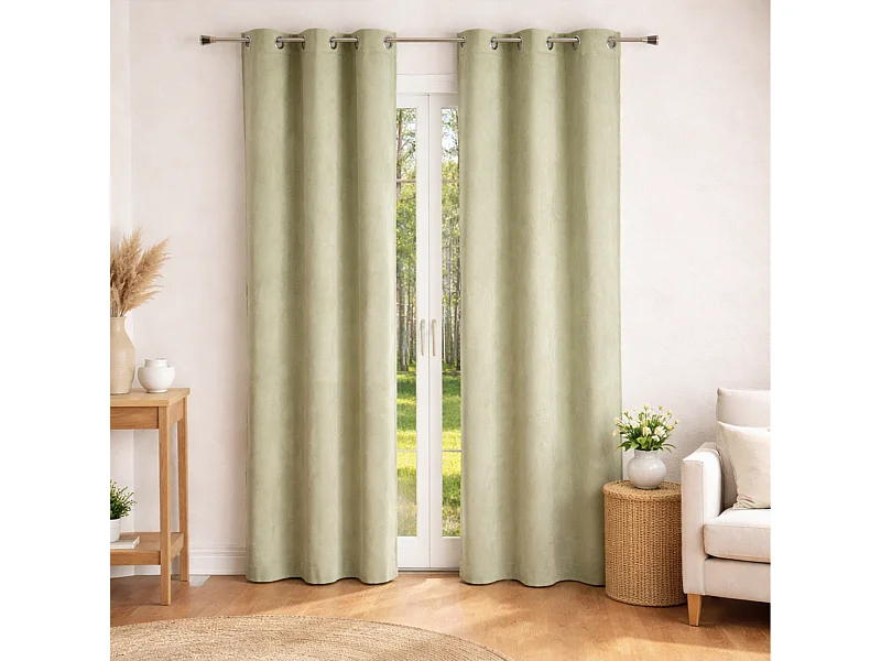 Cortina lisa efecto terciopelo de gamuza colorida 140 x 260 cm