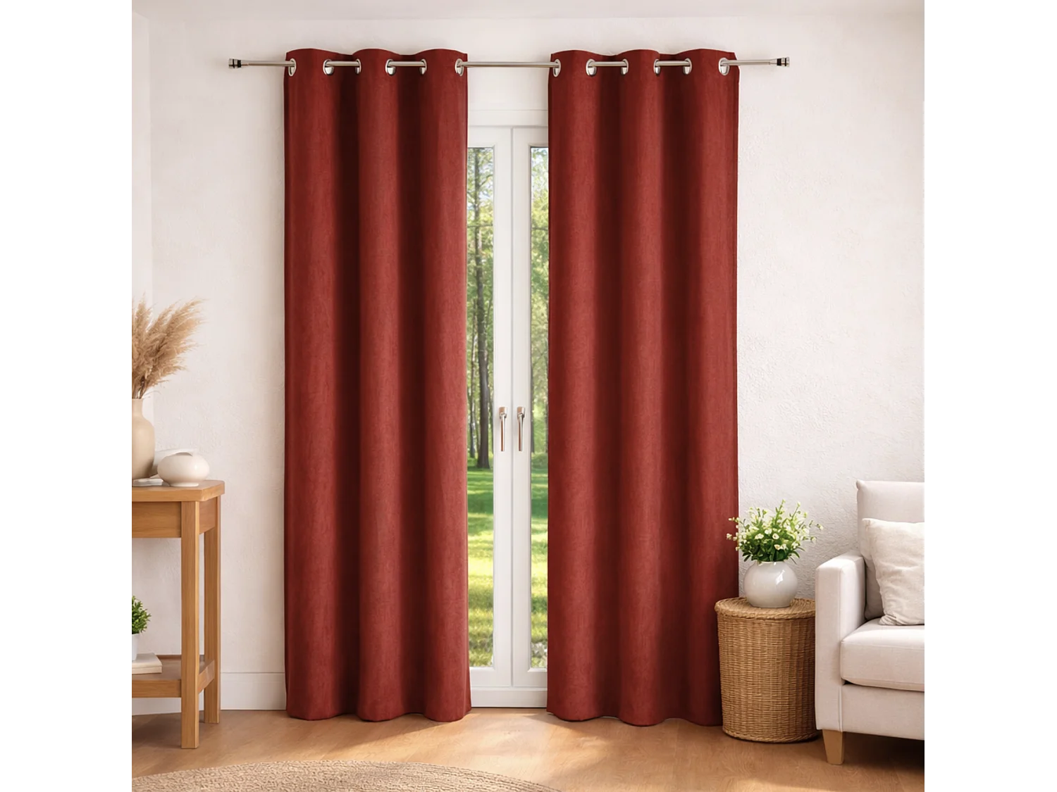 Cortina lisa efecto terciopelo de gamuza colorida 140 x 260 cm