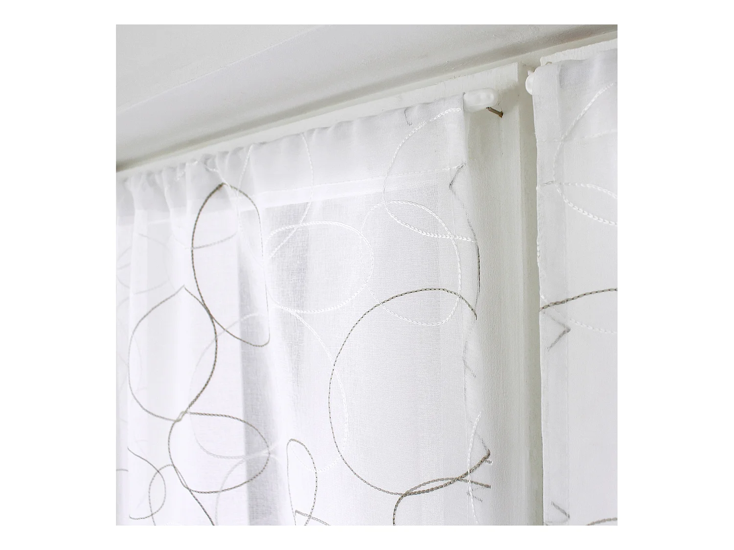 Paire de Voilages Bordés "Galet" 60x90cm Gris & Blanc