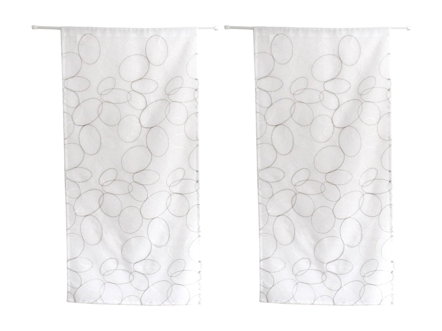 Paire de Voilages Bordés "Galet" 60x90cm Gris & Blanc