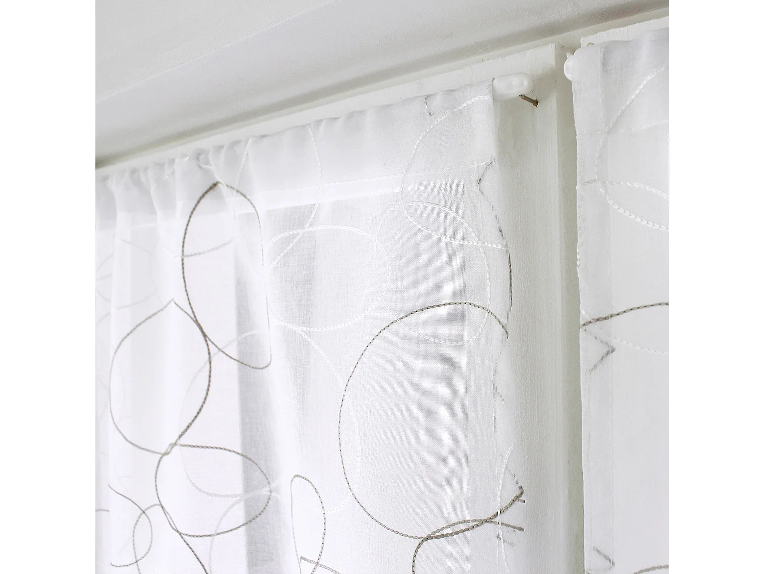 Paire de Voilages Bordés "Galet" 60x90cm Gris & Blanc