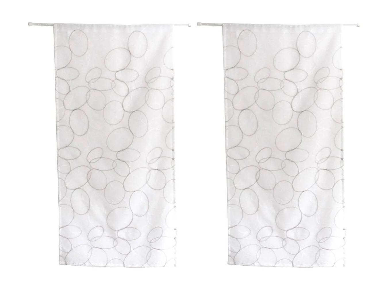 Paire de Voilages Bordés "Galet" 60x90cm Gris & Blanc