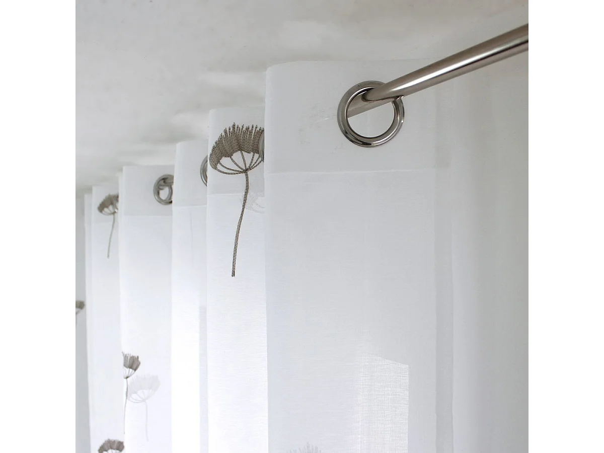 Rideau Voilage Brodé "Cosmos" 140x240cm Gris & Blanc